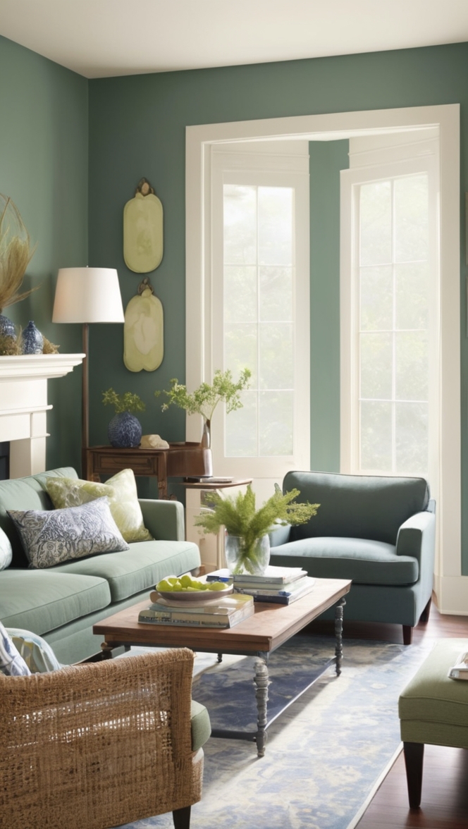 navy blue and sage green decor, navy blue and green living room, navy and sage green color scheme, blue and green living room decor, navy and green living room ideas