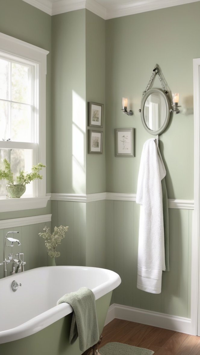sage green bathroom decor, sage green bathroom ideas, gray and green bathroom, sage green vanity, green and grey bathroom ideas