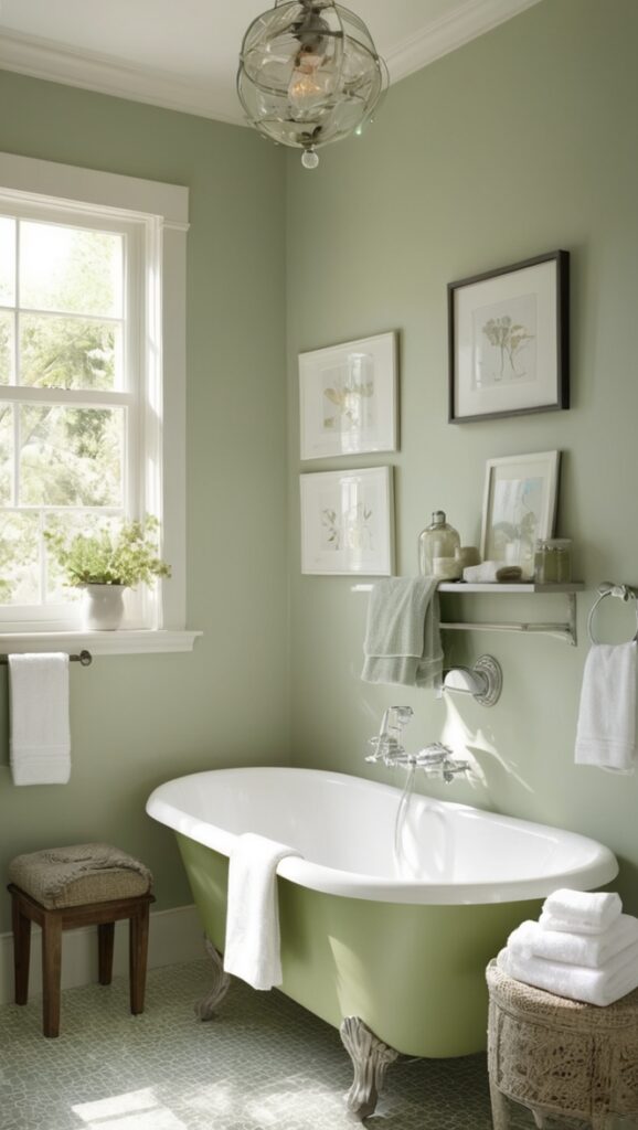 sage green bathroom decor, sage green bathroom ideas, gray and green bathroom, sage green vanity, green and grey bathroom ideas