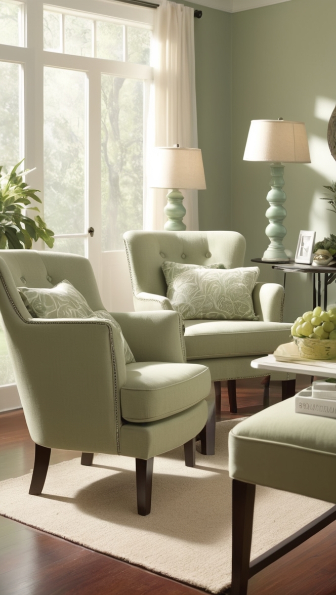 sage green armchair, sage green accent chair, sage green lounge chair, sage green velvet chair, sage green recliner