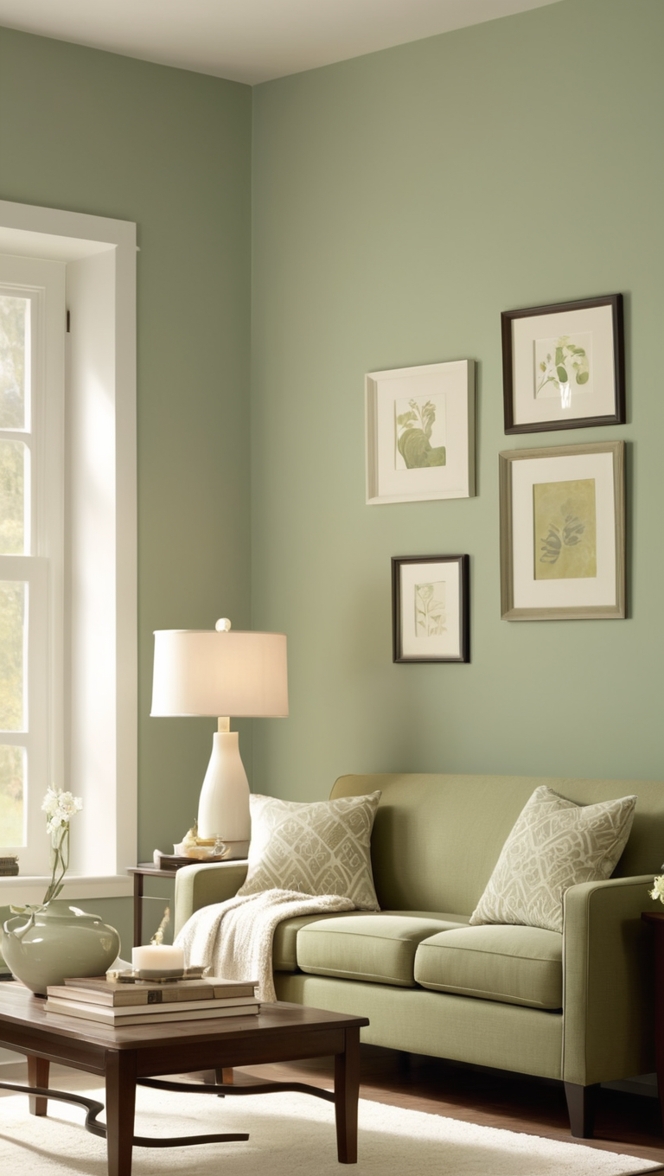 sage green paint living room, sage green decor, sage green wall color, sage green interior design, sage green walls ideas