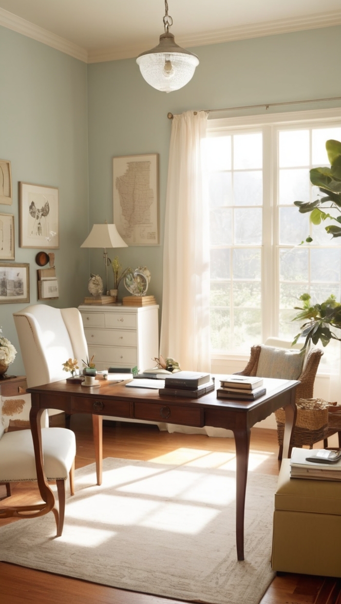 vintage office decor, rustic home workspace, antique desk accessories, retro office furniture, classic study room 