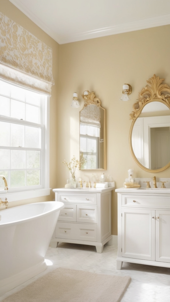 white marble bathroom, gold fixtures, luxury bath accessories, elegant bathroom design, high-end bathroom renovation
