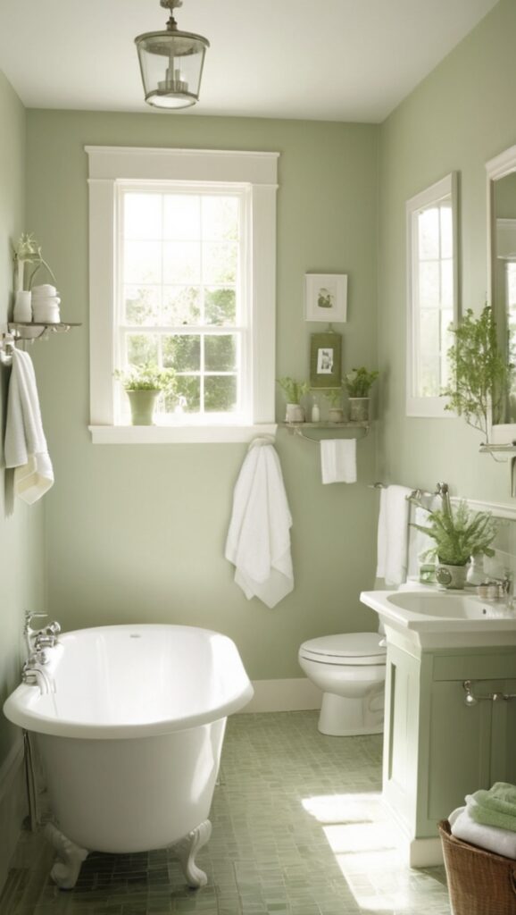 white marble bathroom, sage green tiles, luxury bathroom finishes, elegant bathroom decor, designer bathroom renovation