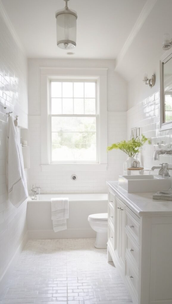 white bathroom tile, bathroom tile ideas, white subway tile, white tile bathroom, subway tile ideas