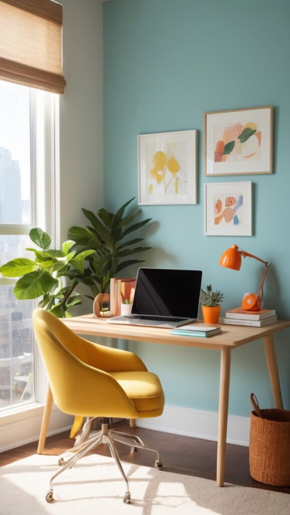 work from home office decor, remote work design, home office setup ideas, virtual office color schemes, telecommuting space design